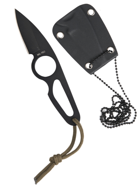 Mil-Tec Μαχαίρι Λαιμού με Θήκη Kydex, Μαύρο, 16cm