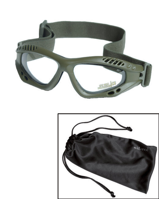 Mil-Tec Commando Air Glasses, Olive Clear