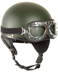 Mil-Tec RETRO motocikletnna čelada, olivno zelena