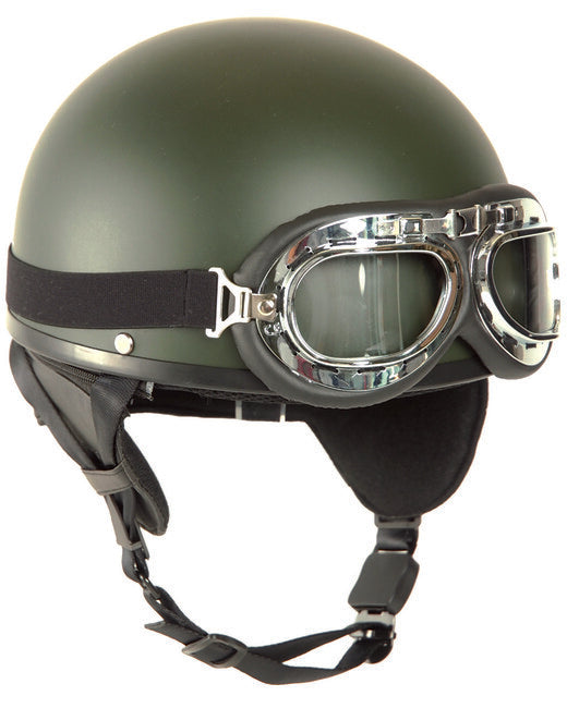 Mil-Tec RETRO motocikletnna čelada, olivno zelena