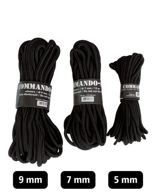 Mil-Tec COMMANDO Βοηθητικό Σχοινί 5mm 15m, Μαύρο