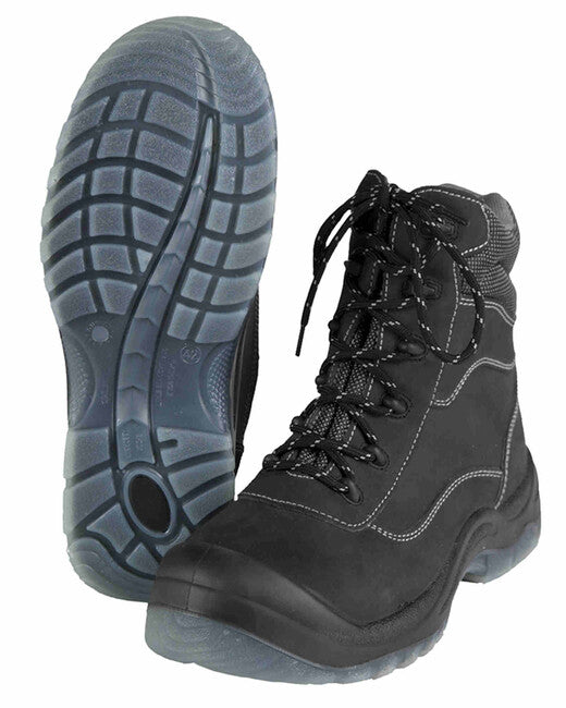 Mil-Tec High Work Boots with Plastic Toe Cap, Black