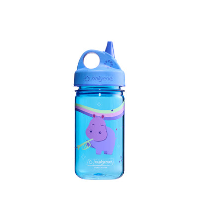Nalgene Grip-n-Gulp Sustain steklenica za otroke za vodo 0,35 l s pokrovom, modra, glaseni nilski konj