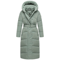 Navahoo EISBLICK women's long winter jacket, smokey mint