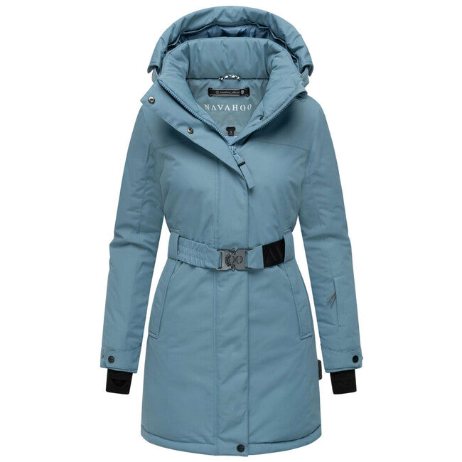 Navahoo FROSTKUSS 14 jakna za na prostem zimska ženski s odklopljivo kapuco in pasom, powder blue