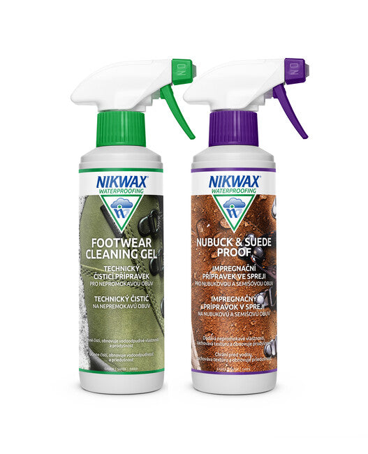 Nikwax Twin Nubuck & Suede Spray / Footwear Cleaning Gel komplet za čiščenje 2 kosa, 300 ml