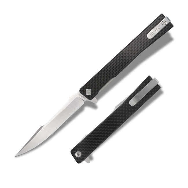 OCASO Solstice Carbon Fiber Folding Knife, Satin/Harpoon