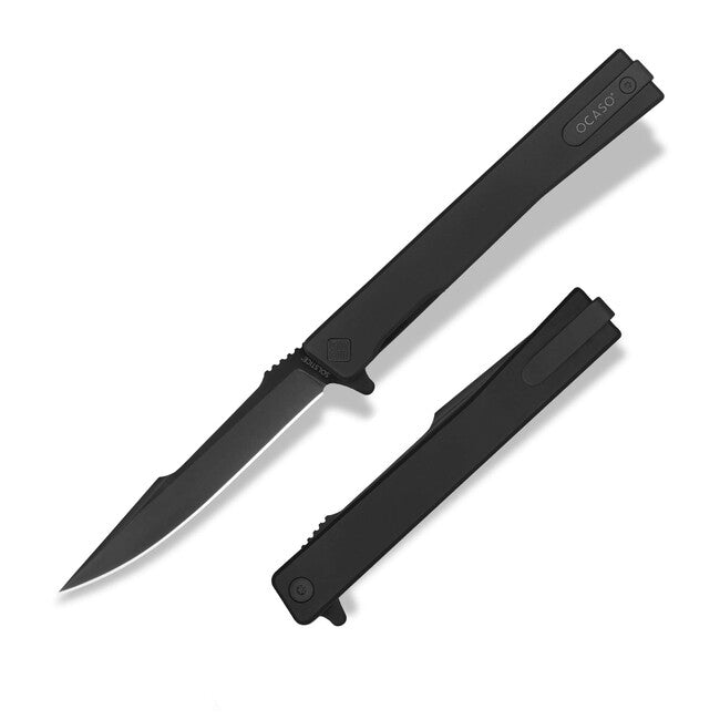 OCASO Solstice Titanium Folding Knife, Black / Harpoon