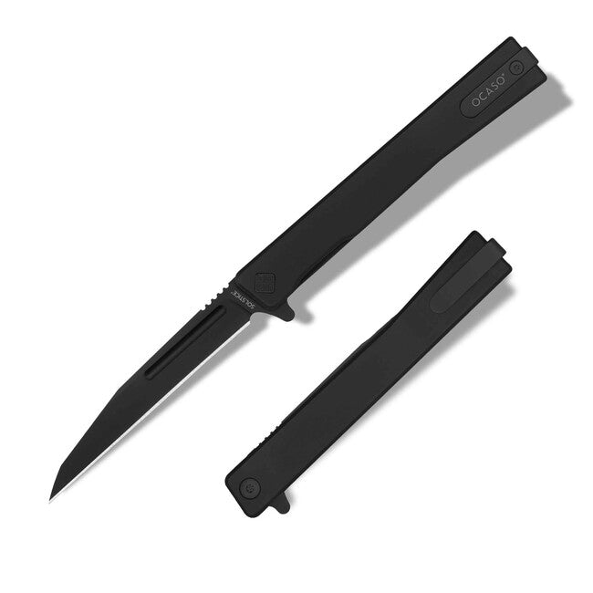 OCASO Solstice Titanium Folding Knife, Black / Wharncliffe