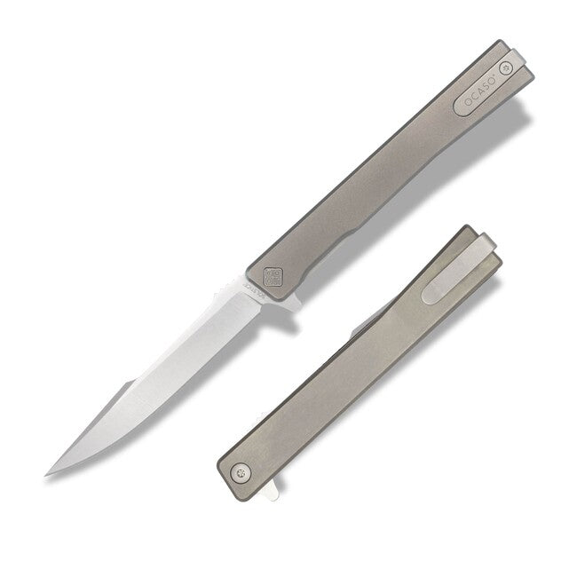 OCASO Solstice Titanium Folding Knife, Satin Harpoon