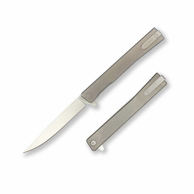 OCASO Solstice Titanium Folding Knife, Satin / Straight