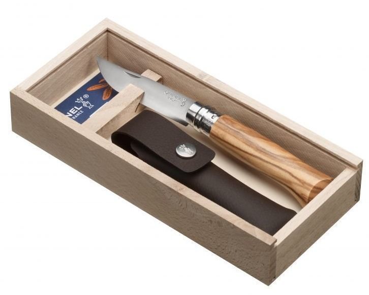OPINEL VRi N°08 Inox nož ročaj olivno zelena, tok, lesena škatla