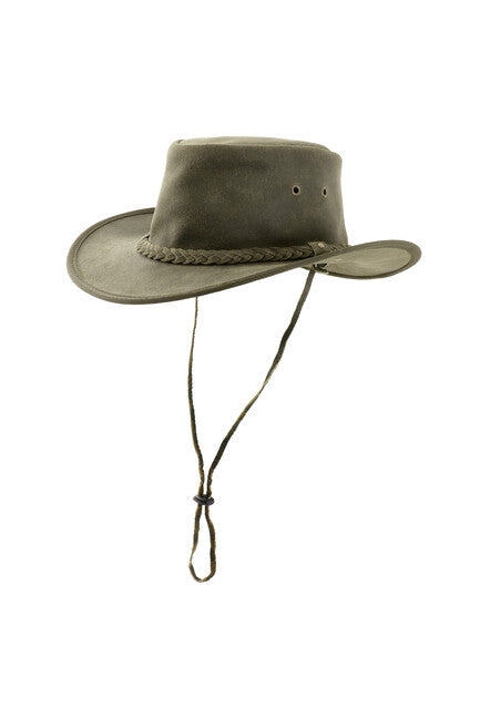 Origin Outdoors Pincher usnjeni klobuk, olivno zelen