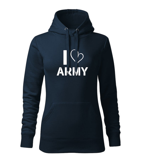 DRAGOWA I love army pulover s kapuco, ženski