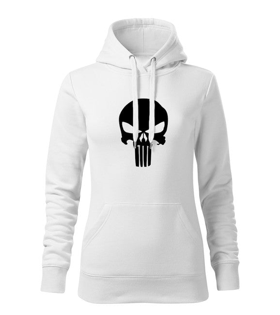 DRAGOWA pulover s kapuco, črna, punisher, ženski