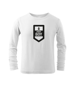 DRAGOWA otroška majica z dolgimi rokavi army boy, bela