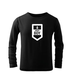 DRAGOWA otroška majica z dolgimi rokavi army boy, črna