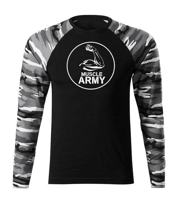 DRAGOWA Fit-T majica z dolgimi rokavi muscle army biceps