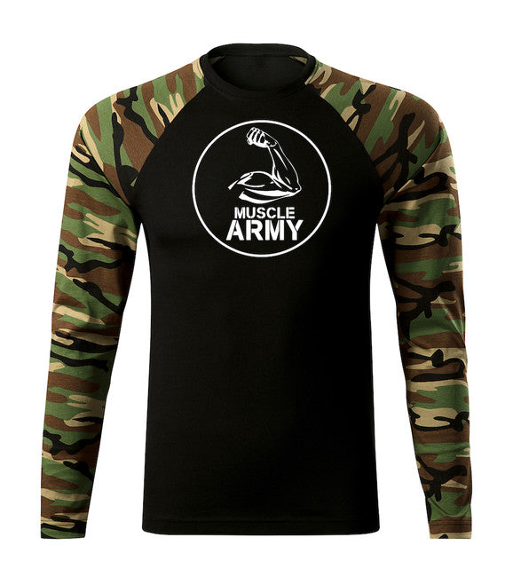 DRAGOWA Fit-T majica z dolgimi rokavi muscle army biceps