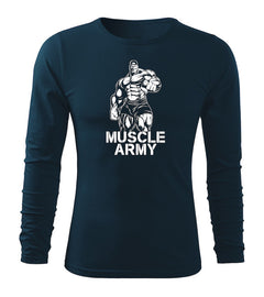 DRAGOWA Fit-T majica z dolgimi rokavi muscle army man 160 g/m², temno modra
