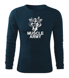 DRAGOWA Fit-T majica z dolgimi rokavi muscle army team 160 g/m², temno modra