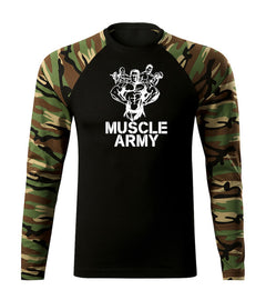 DRAGOWA Fit-T majica z dolgimi rokavi muscle army team 160 g/m², woodland