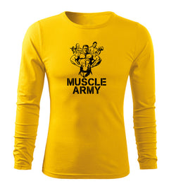 DRAGOWA Fit-T majica z dolgimi rokavi muscle army team 160 g/m², rumena