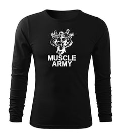 DRAGOWA Fit-T majica z dolgimi rokavi muscle army team 160 g/m², črna