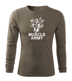 DRAGOWA Fit-T majica z dolgimi rokavi muscle army team 160 g/m², olivna