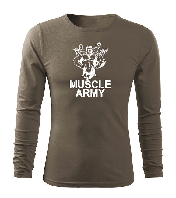 DRAGOWA Fit-T majica z dolgimi rokavi muscle vojaška ekipa