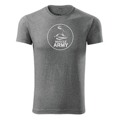 DRAGOWA fitnes majica muscle army biceps 180 g/m², siva