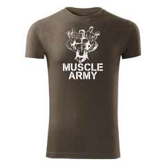 DRAGOWA fitnes majica muscle army team 180 g/m², olivna