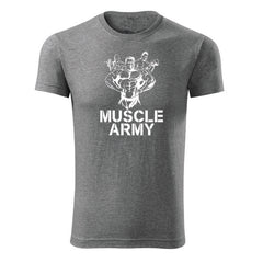 DRAGOWA fitnes majica muscle army team 180 g/m², siva