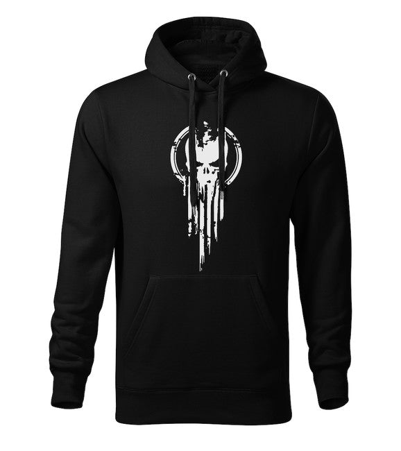 DRAGOWA skull pulover s kapuco, črn moški
