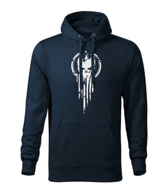 DRAGOWA moški pulover s kapuco skull 320 g/m², temno modra