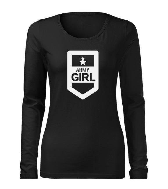 DRAGOWA Slim majica ženski z dolgimi rokavi, army girl