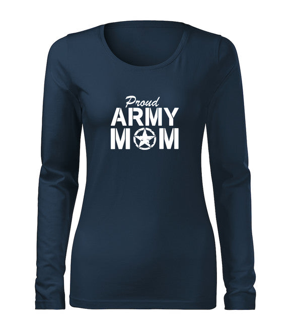 DRAGOWA Slim army mom majica ženski z dolgimi rokavi