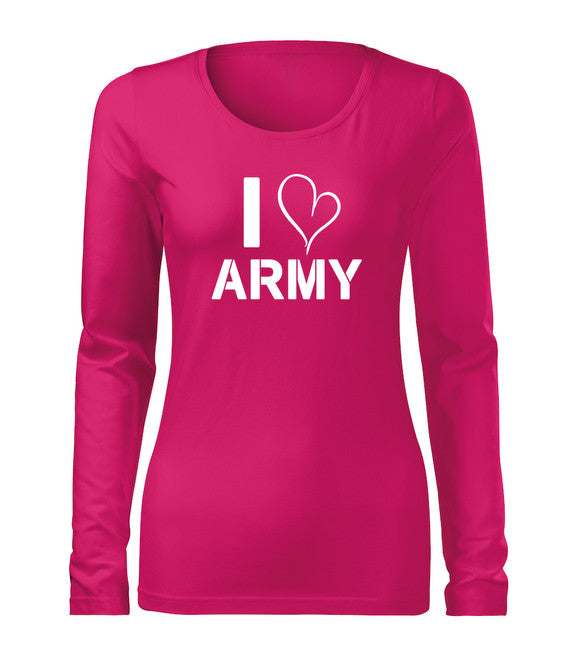 DRAGOWA Slim majica ženski s poldolgimi rokavi I Love Army