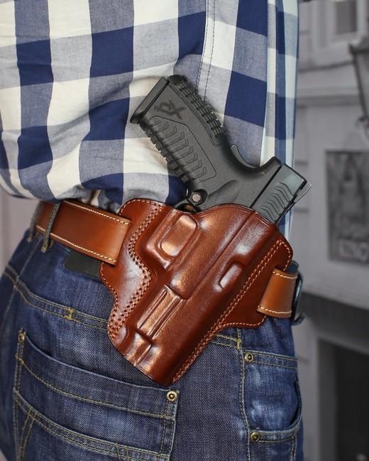 Falco Premium tok za pas pancake usnjeno odprto Glock 17, rjav, desni