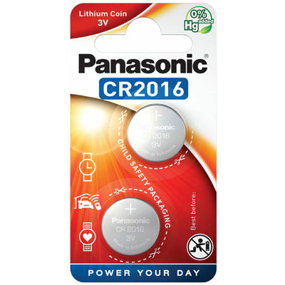 Panasonic CR 2016 gombna litijeva baterija, 2 kosa