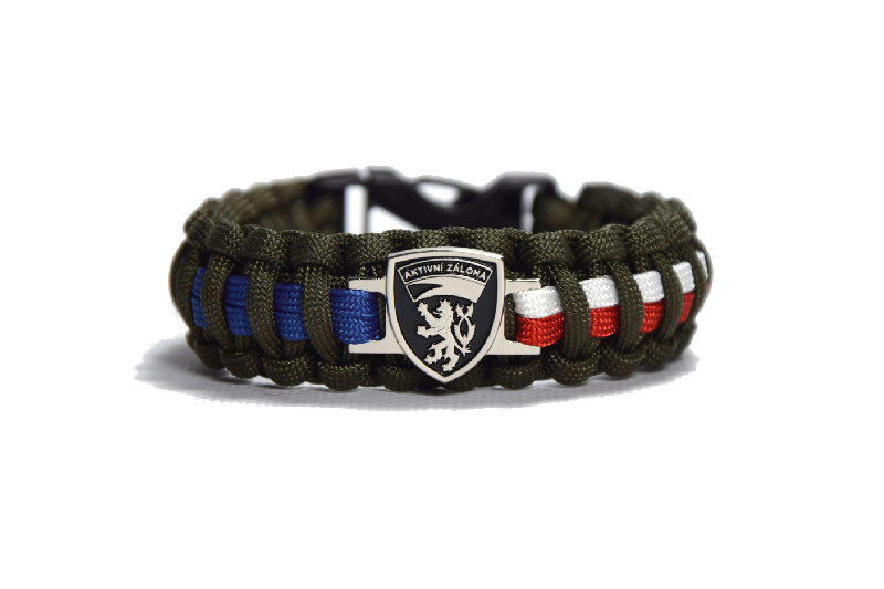 Cordell paracord zapestnica Aktivna rezerva ČR širina 2,4cm, zapenjanje na sponko, olivno zelena