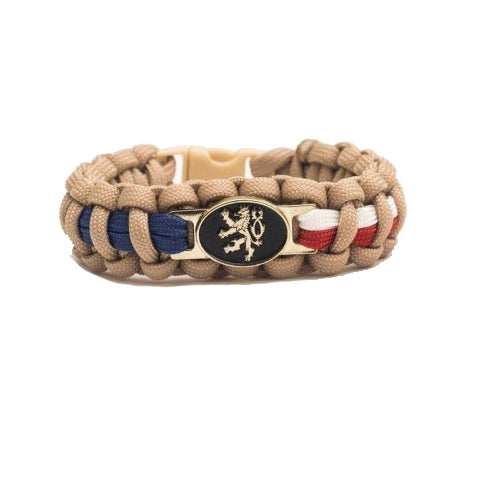 Cordell Češki lev paracord zapestnica, khaki, zapenjanje na sponko, širina 1,9cm
