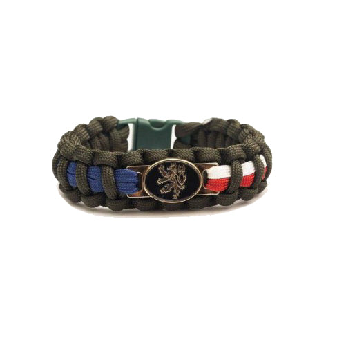 Cordell paracord zapestnica Češki lev, olivno zelena, zapenjanje s sponko, širina 1,9cm