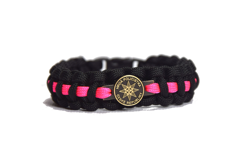 Cordell Ponosna policistka paracord zapestnica širina 1,9cm, rožnato-črna