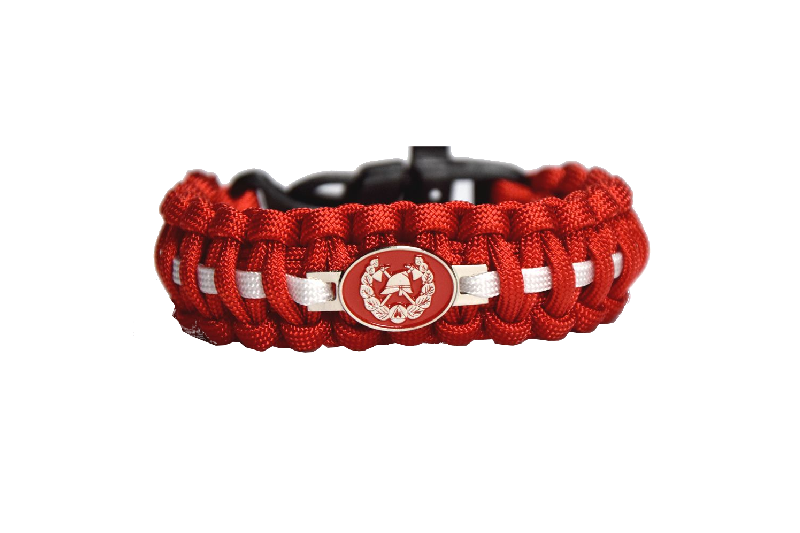 Cordell paracord zapestnica Ponosen hasič širina, rdeča, 2,4cm, zapenjanje na sponko s piščalko
