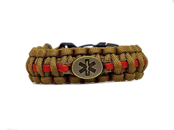 Cordell paracord zapestnica Vojenski zdravstvenik, coyote, širina 2,4cm, zapenjanje na sponko