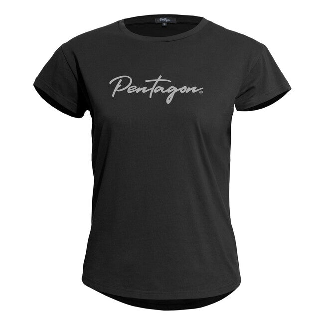 Pentagon Whisper Calligraphy Women's T-Shirt, Black