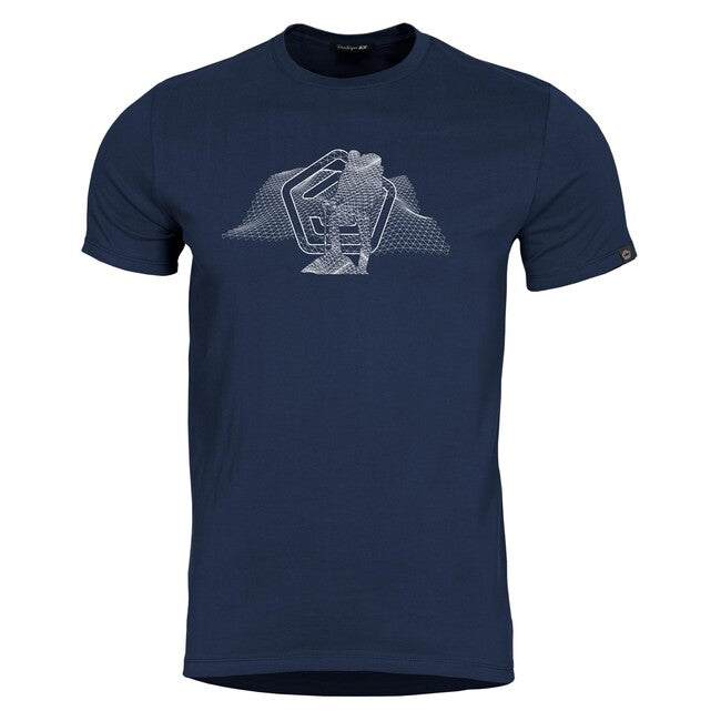 Pentagon Wireframe Μπλουζάκι Ανδρικό με Κοντό Μανίκι, Midnight Blue