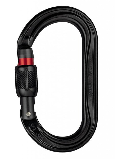 Petzl SCREW LOCK vponka oval s sponko na navojni zaklepus, črna