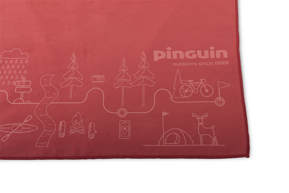 Pinguin Micro Towel Map, Red, 60 x 120 cm